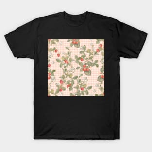 Vintage strawberries on pink gingham T-Shirt